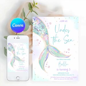 Under The Sea Invitation, Mermaid Tail Birthday Invitation, Under the Sea Birthday Invitation