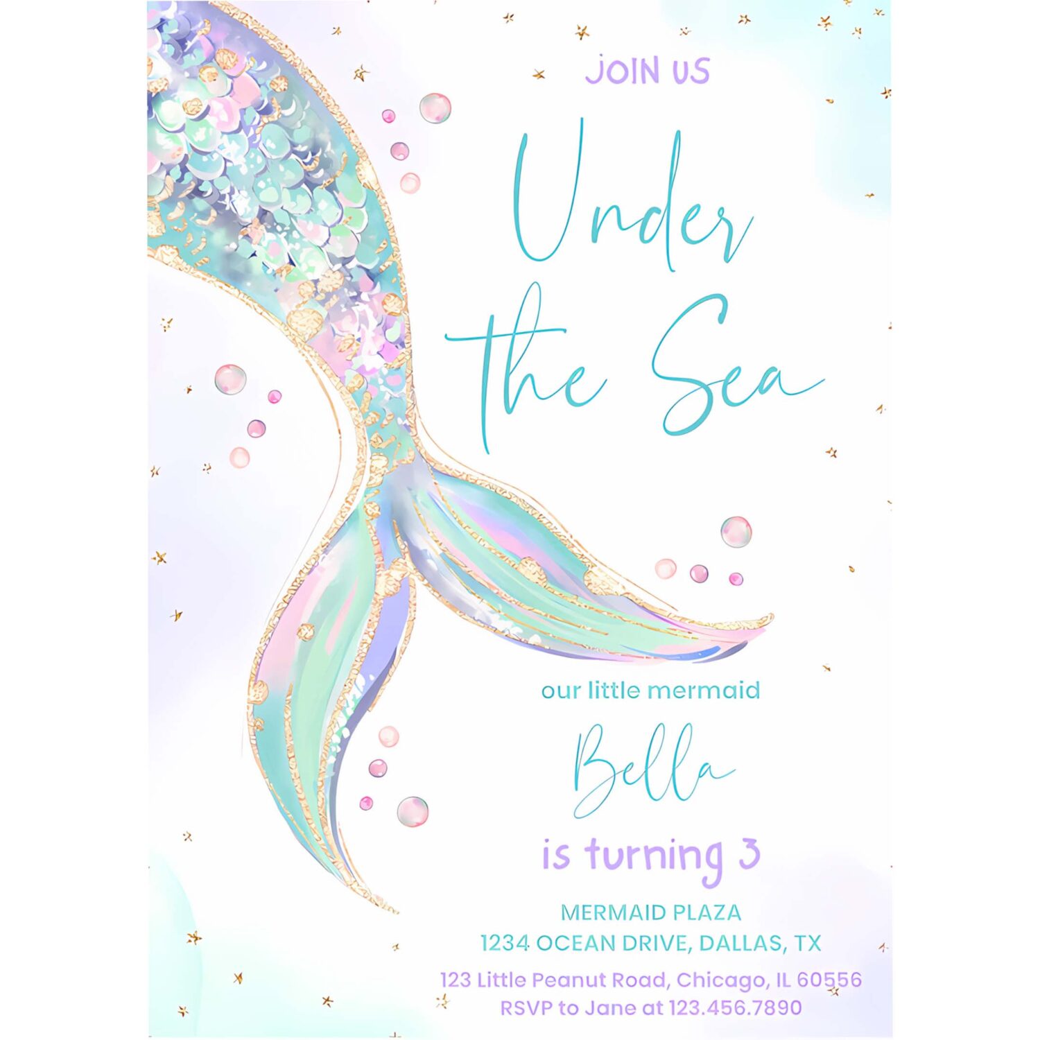 Mermaid tail birthday invitation under the sea birthday invitation 4