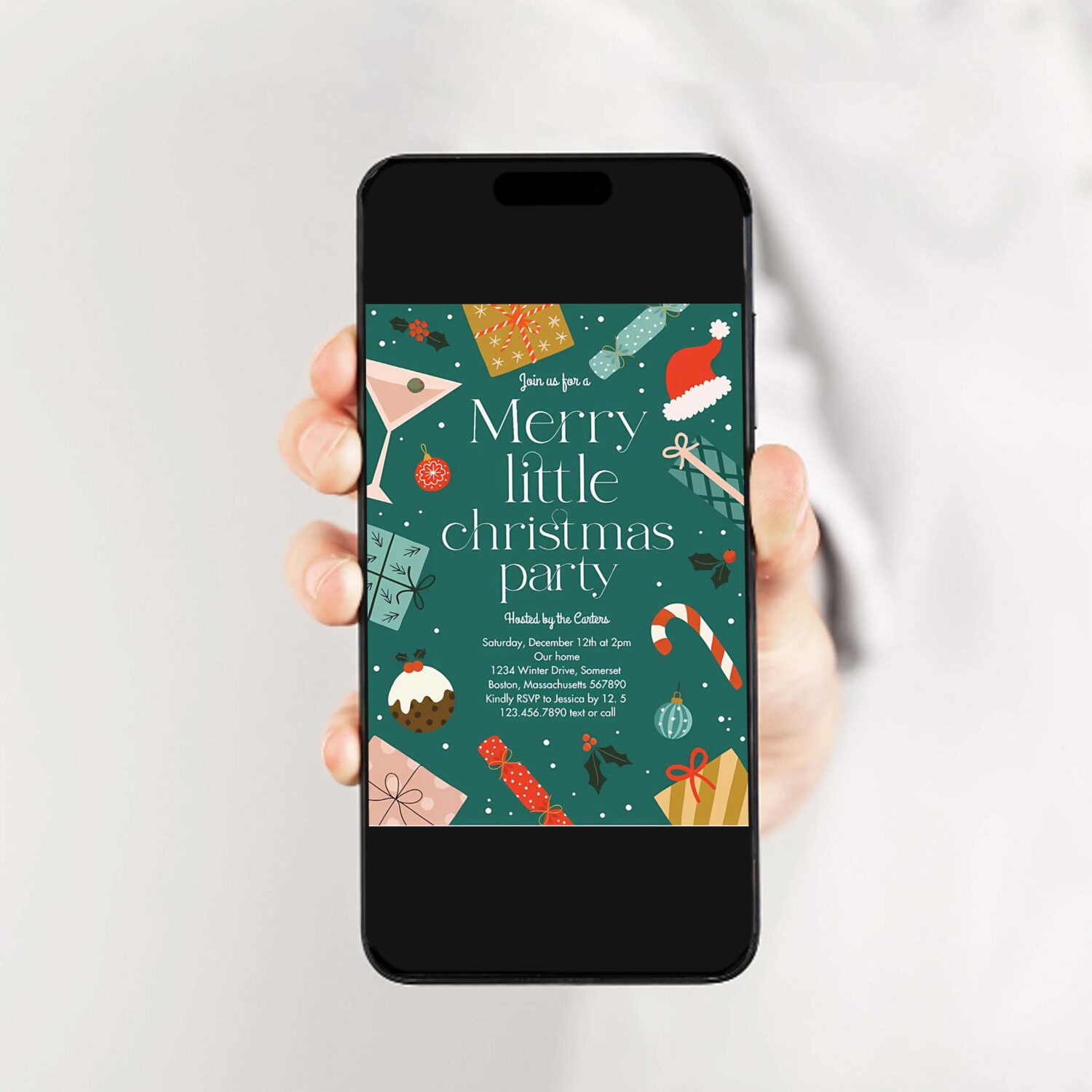 Merry little christmas party holiday party invitation e13r 2