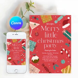 Merry Little Christmas Invitation, Merry Little Christmas Party Holiday Party Invitation