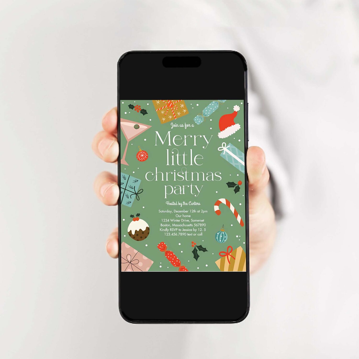Merry little christmas party holiday party invitation n18f 2