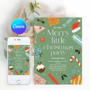 Merry Little Christmas Invitation, Merry Little Christmas Party Holiday Party Invitation