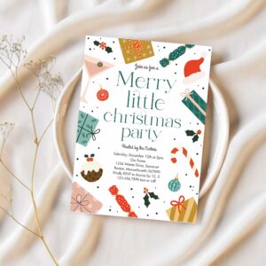 Merry little christmas party holiday party invitation o18x 1