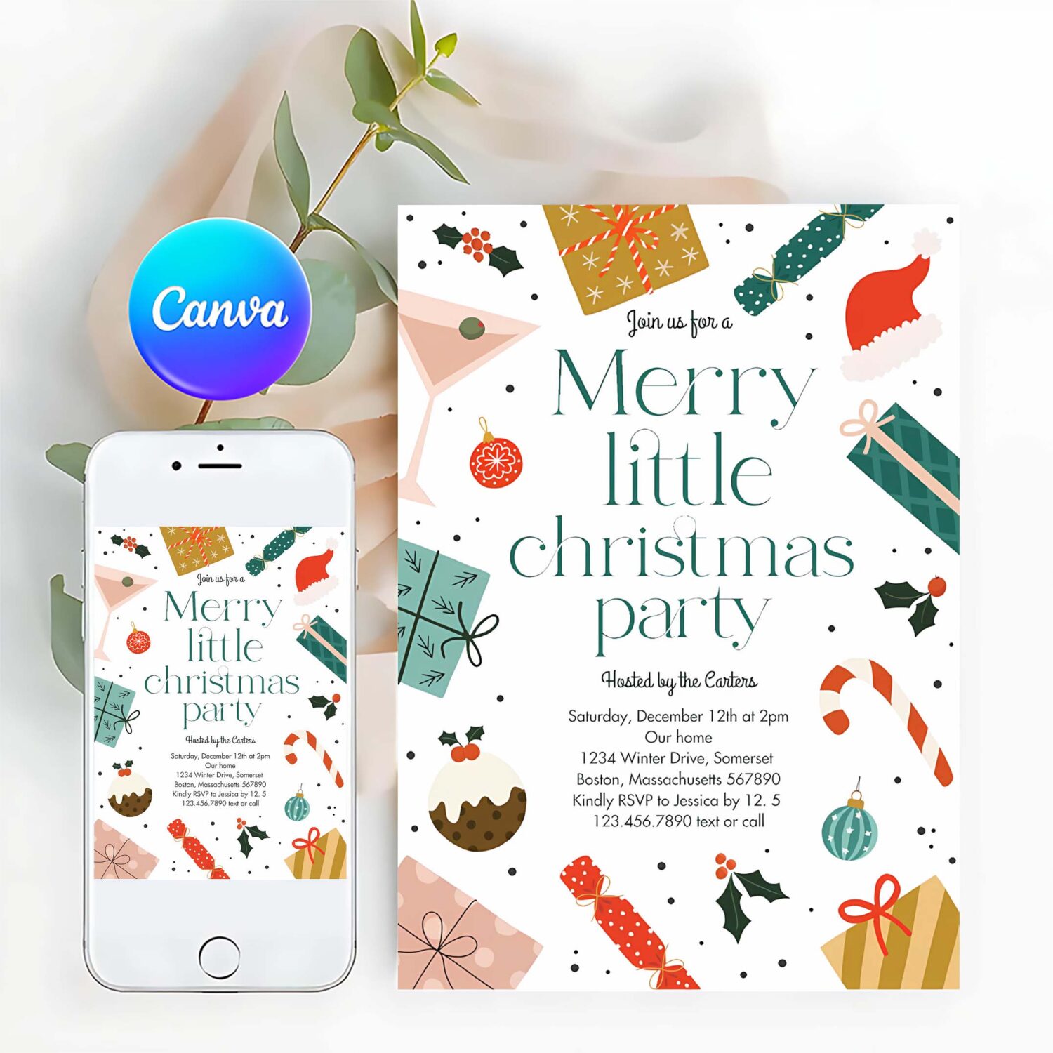 Merry little christmas party holiday party invitation o18x