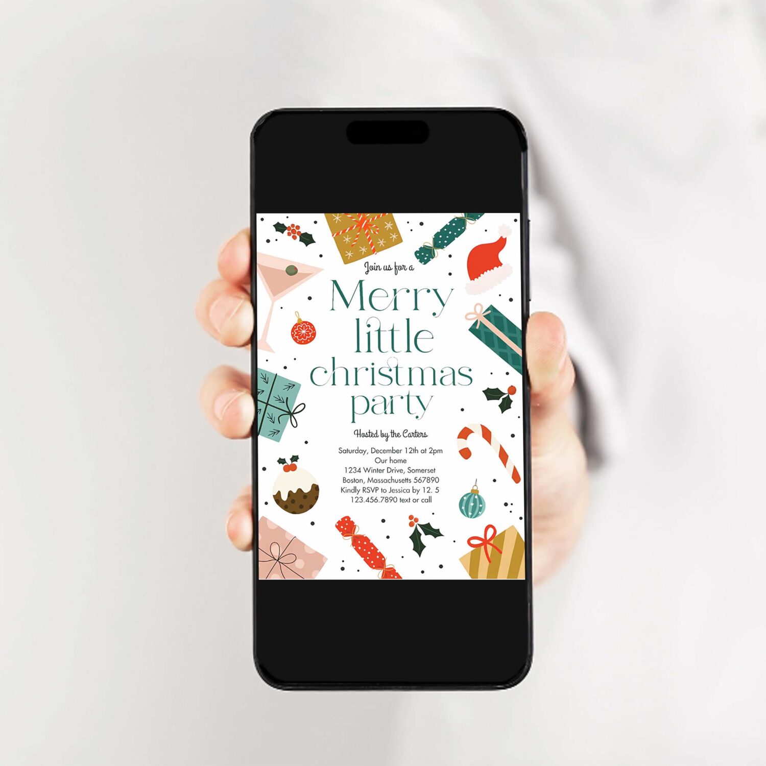 Merry little christmas party holiday party invitation o18x 2 1