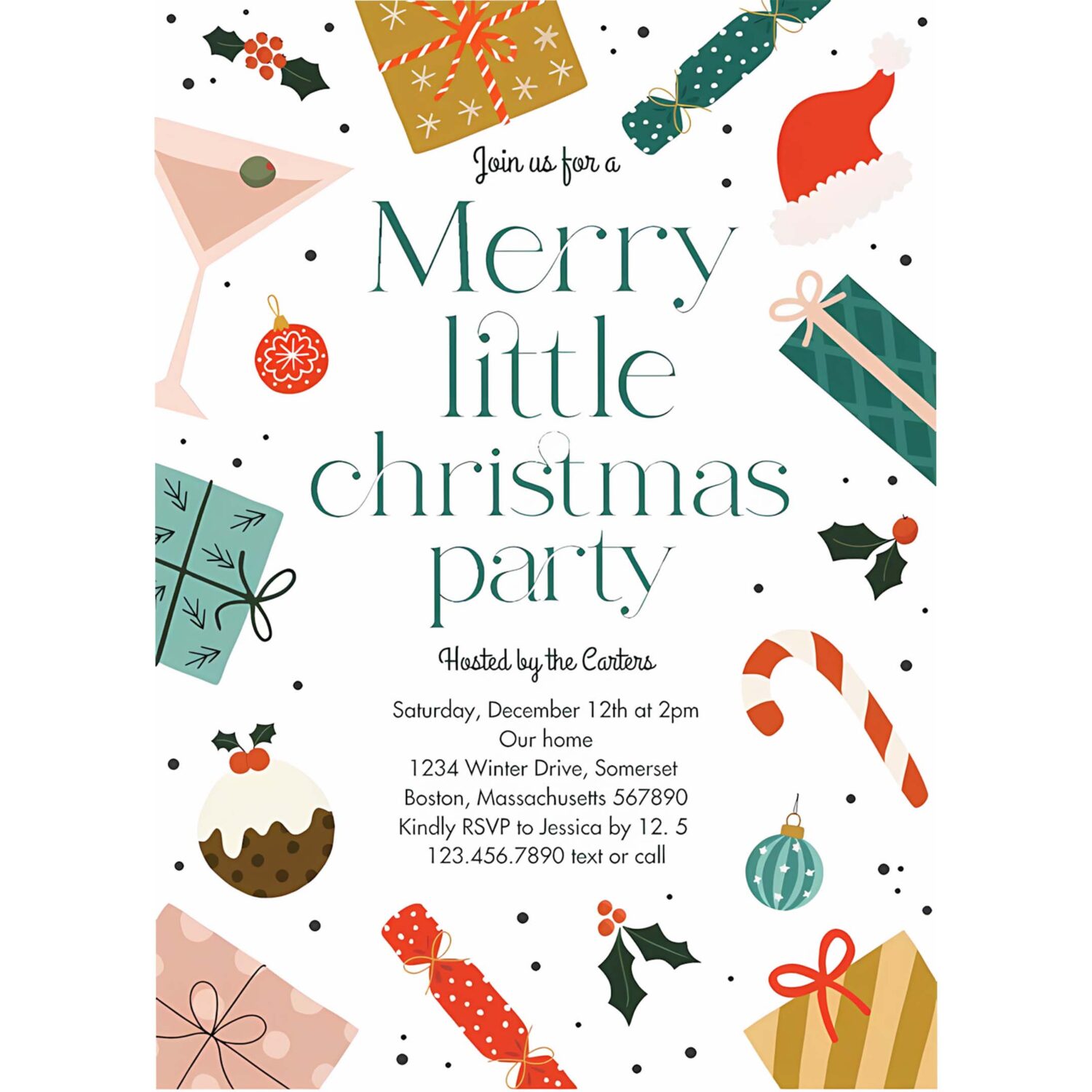 Merry little christmas party holiday party invitation o18x 4