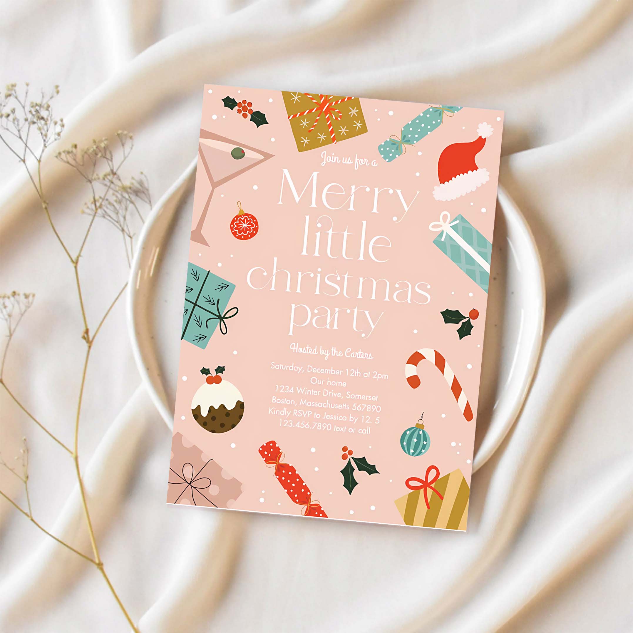 Merry Little Christmas Party Holiday Party Invitation P86O