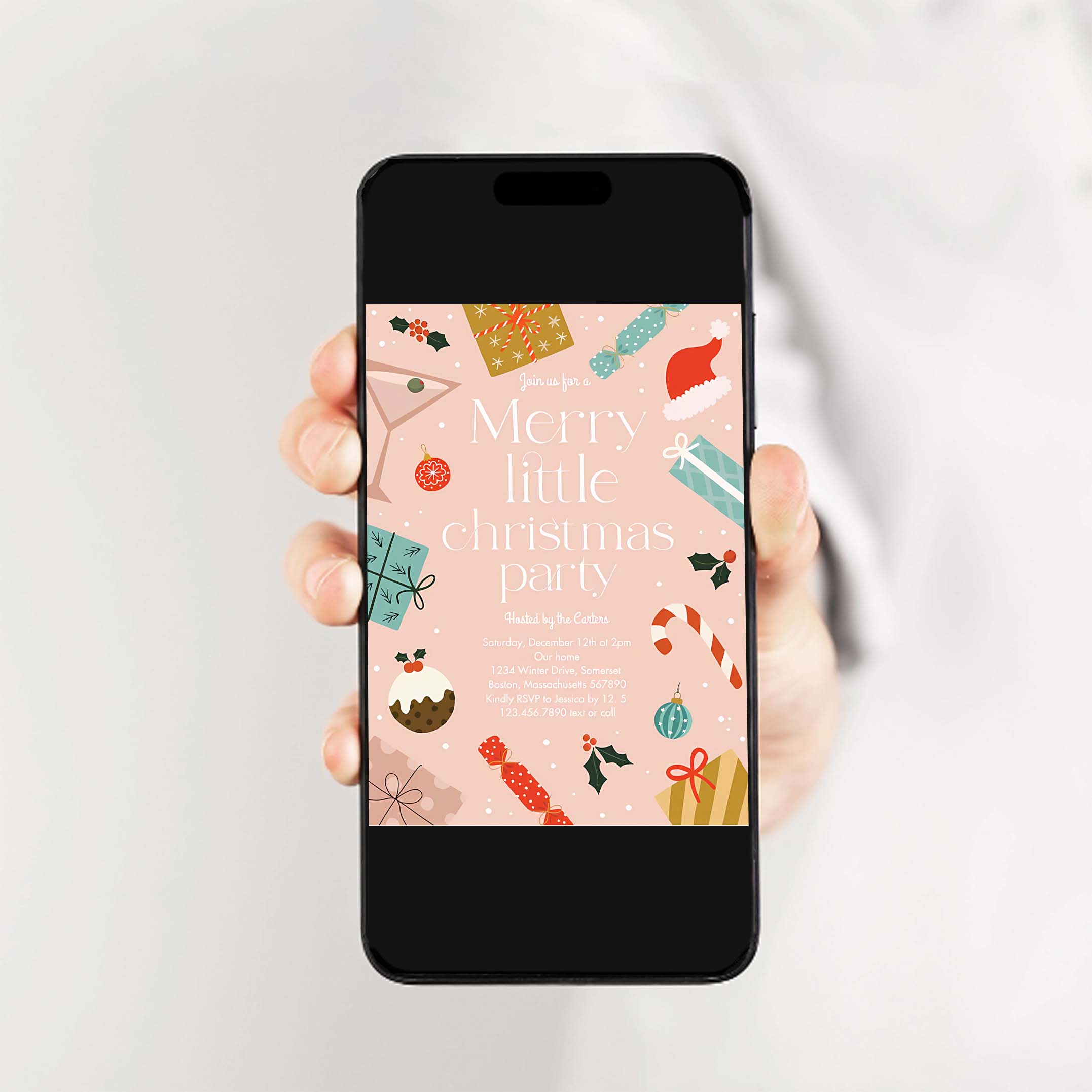 Merry Little Christmas Party Holiday Party Invitation P86O