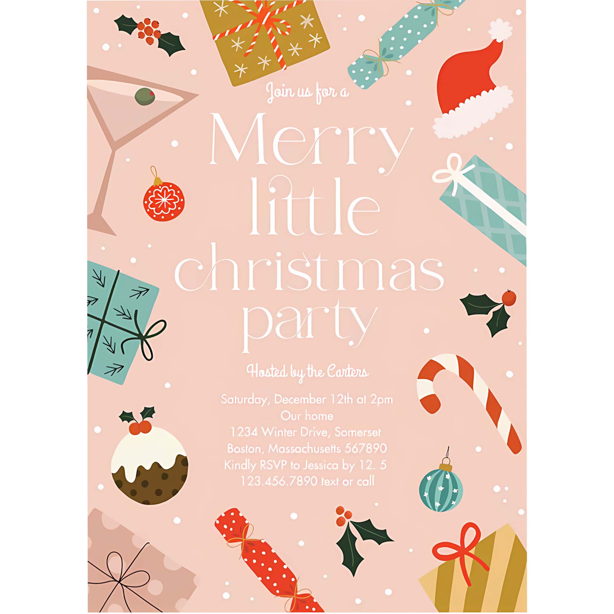 Merry Little Christmas Party Holiday Party Invitation P86O