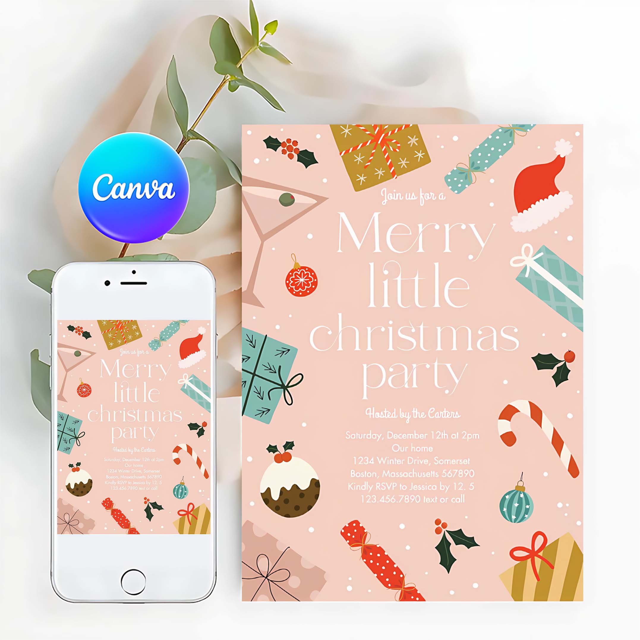 Merry Little Christmas Party Holiday Party Invitation P86O