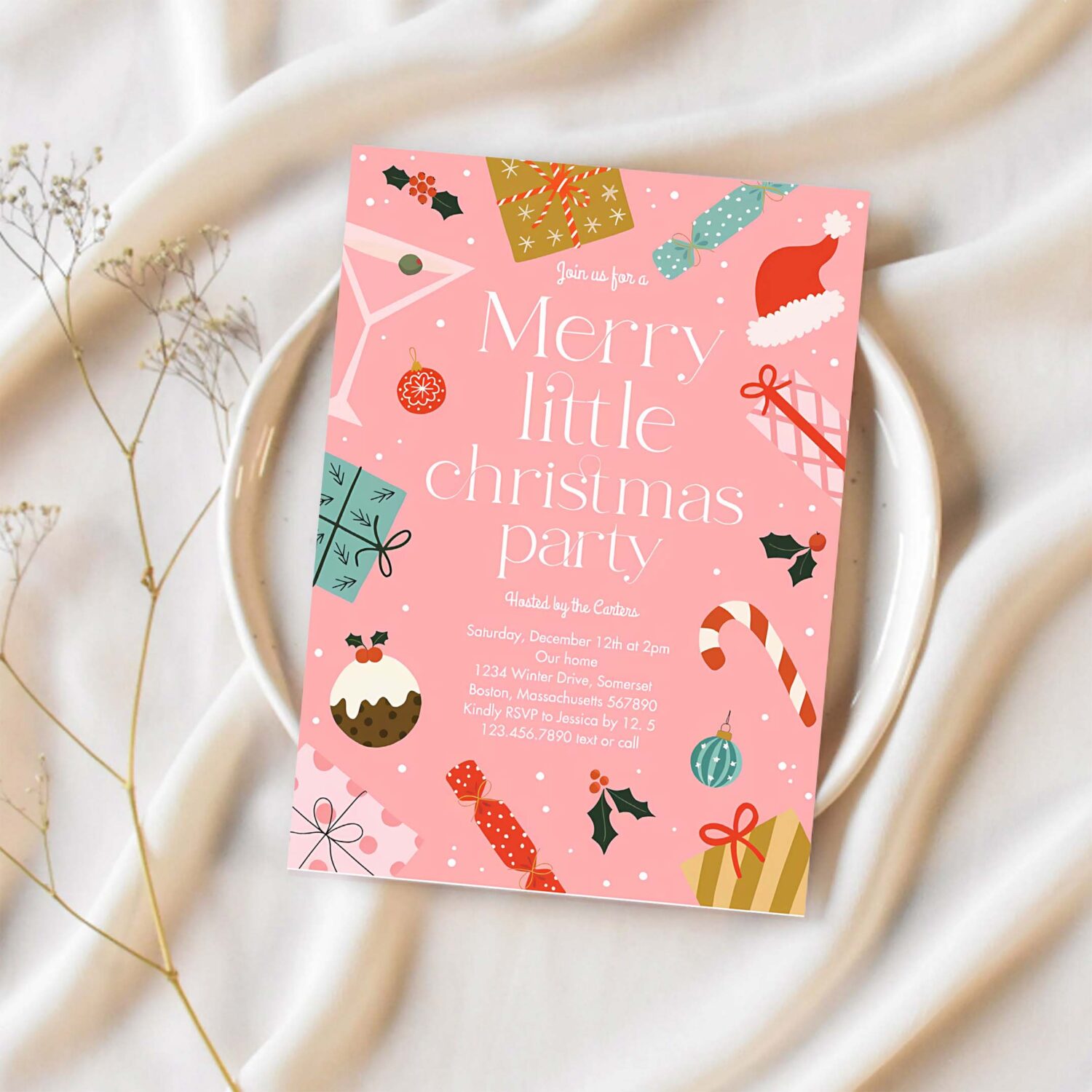 Merry little christmas party holiday party invitation t32x 1