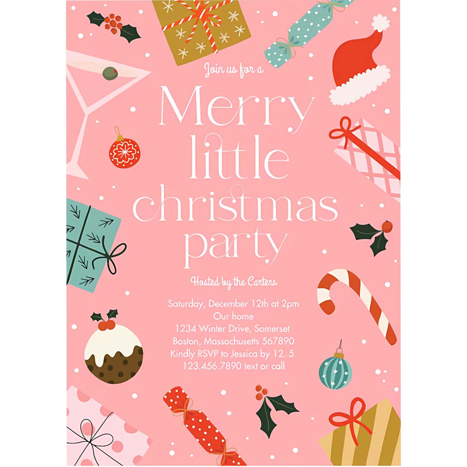 Merry little christmas party holiday party invitation t32x 4