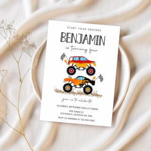 Monster truck birthday invitation monster truck invitation monster truck invite 1