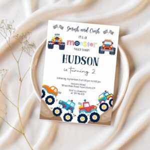 Monster truck birthday invitation template monster truck invitation monster truck invites 1