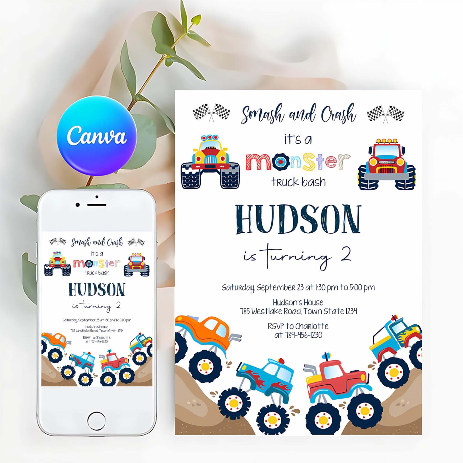 Monster truck birthday invitation template monster truck invitation monster truck invites