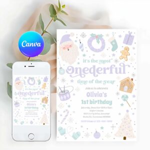 Most Onederful Time Invitation, Most Onederful Time Christmas 1st Birthday Party Invitation