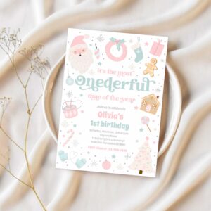 Most onederful time christmas 1st birthday party invitation d97j 1
