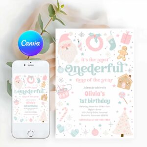 Most Onederful Time Invitation, Most Onederful Time Christmas 1st Birthday Party Invitation