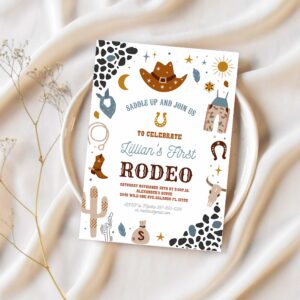 My first rodeo invitation cowboy birthday invite wild west invitation ranch southwestern 1