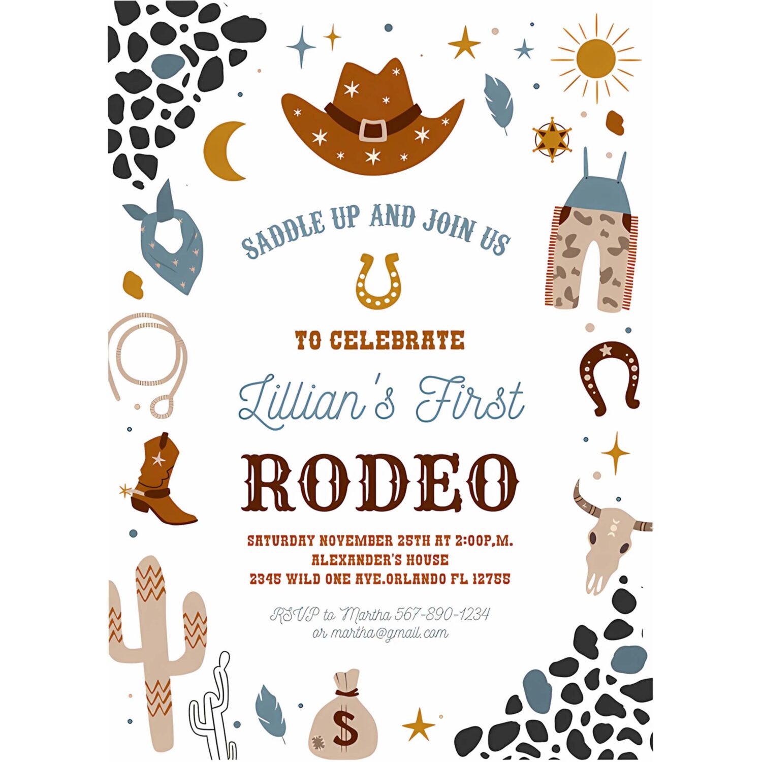 My first rodeo invitation cowboy birthday invite wild west invitation ranch southwestern 4