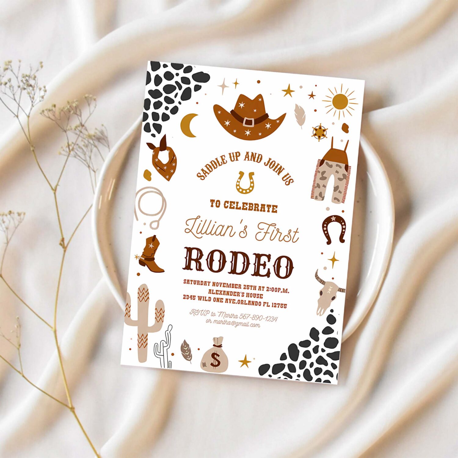 My first rodeo invitation cowboy birthday wild west invitation ranch southwestern 1