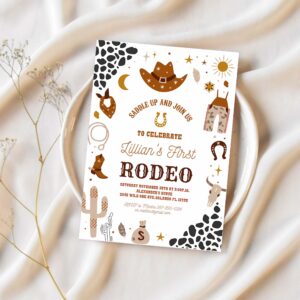 My first rodeo invitation cowboy birthday wild west invitation ranch southwestern 1