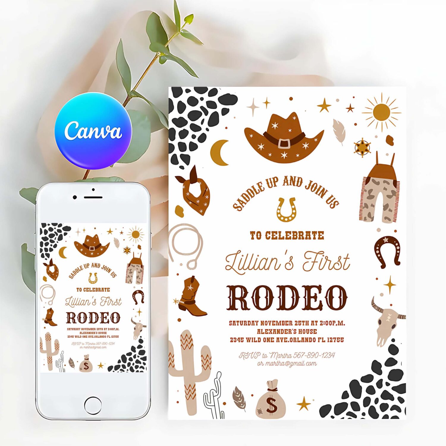 My first rodeo invitation cowboy birthday wild west invitation ranch southwestern