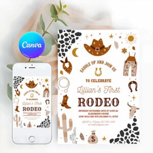 First Rodeo Invitation, My First Rodeo Invitation, Cowboy Birthday Wild West Invitation Ranch Southwestern