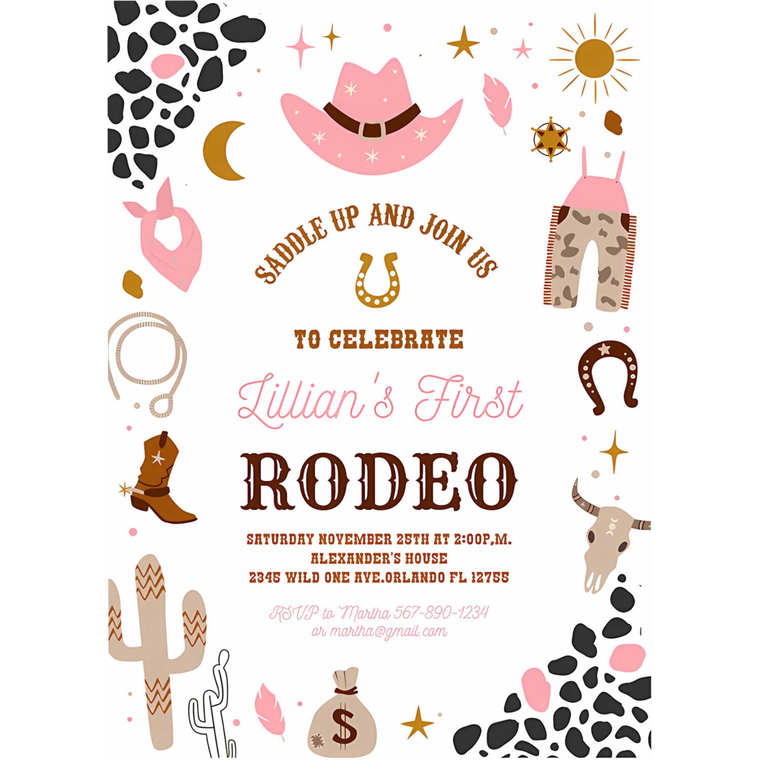 My first rodeo invitation cowgirl birthday invite wild west cowgirl 1st rodeo southwestern ranch 4