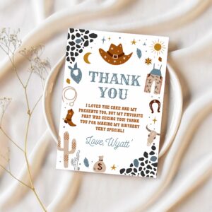 My first rodeo thank you card cowboy birthday invite wild west note card ranch southwestern 1