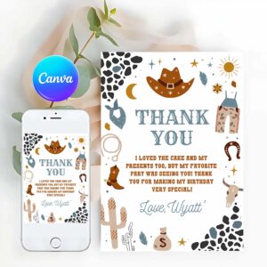 First Rodeo Invitation, My First Rodeo Thank you card Cowboy Birthday Invite Wild West Note card Ranch Southwestern