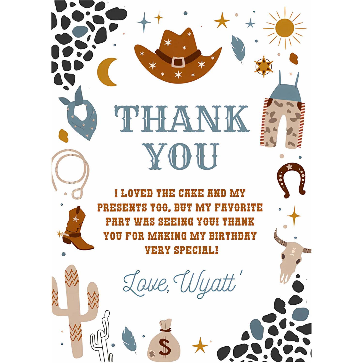 My first rodeo thank you card cowboy birthday invite wild west note card ranch southwestern 4