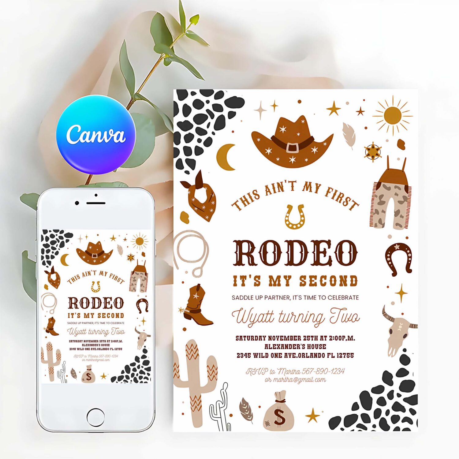 My second rodeo invitation cowboy birthday invite brown wild west invitation ranch southwestern