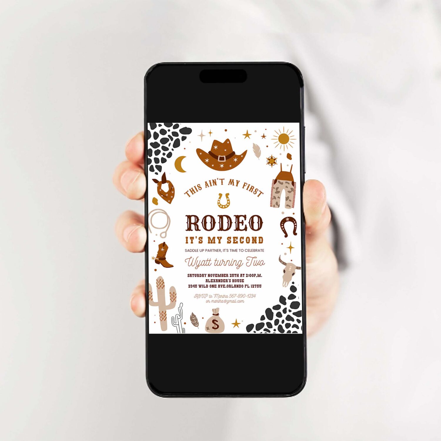 My second rodeo invitation cowboy birthday invite brown wild west invitation ranch southwestern 2