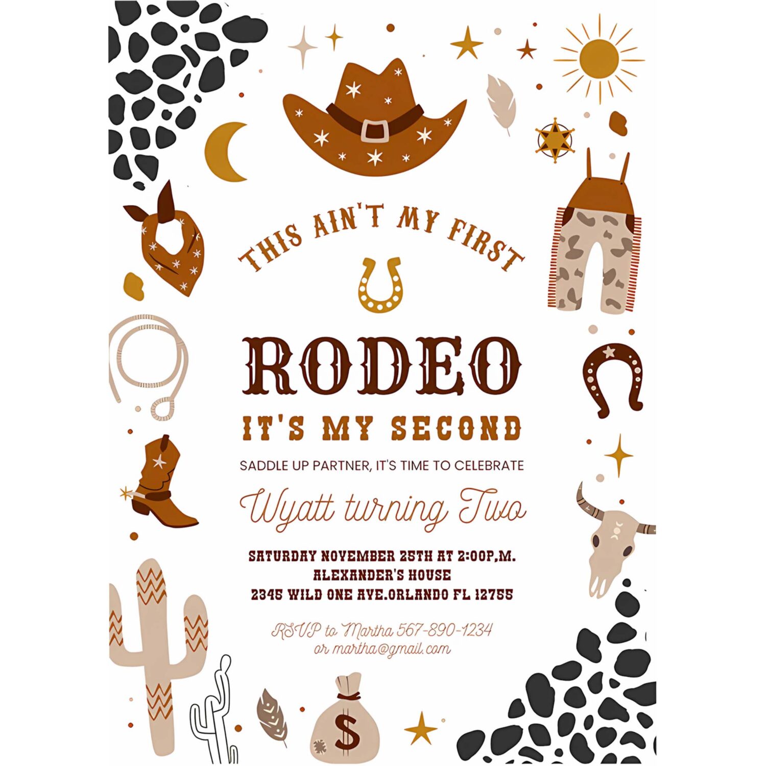 My second rodeo invitation cowboy birthday invite brown wild west invitation ranch southwestern 4