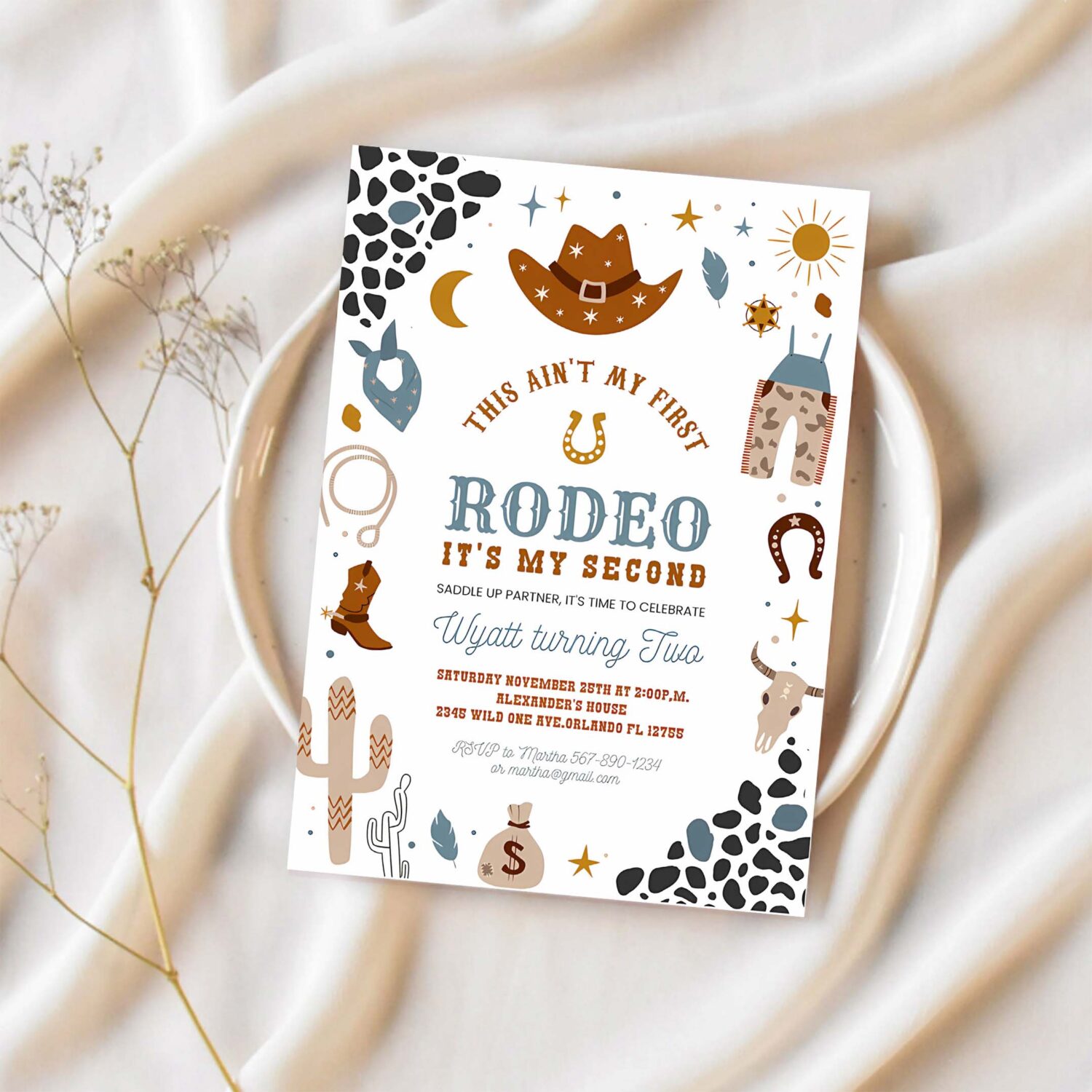 My second rodeo invitation cowboy birthday invite wild west 2nd rodeo southwestern ranch 1