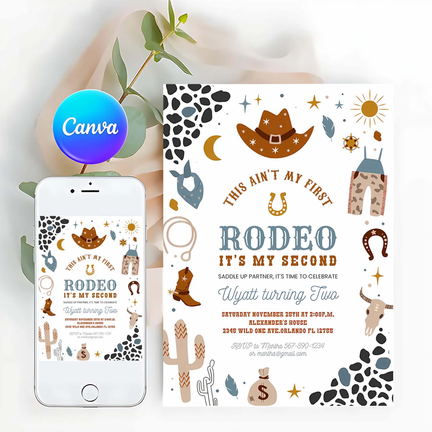 My second rodeo invitation cowboy birthday invite wild west 2nd rodeo southwestern ranch