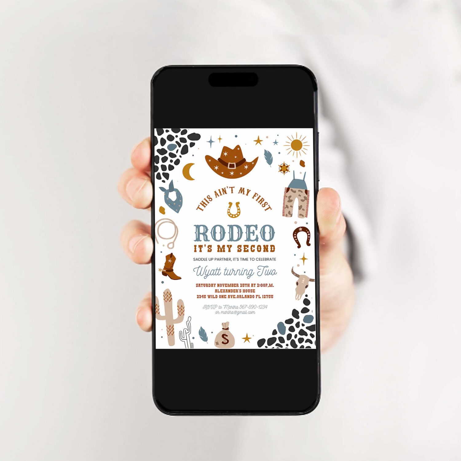 My second rodeo invitation cowboy birthday invite wild west 2nd rodeo southwestern ranch 2