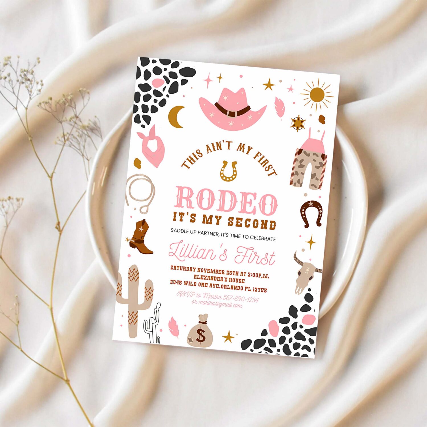 My second rodeo invitation cowgirl birthday invite wild west cowgirl 2nd rodeo southwestern ranch 1
