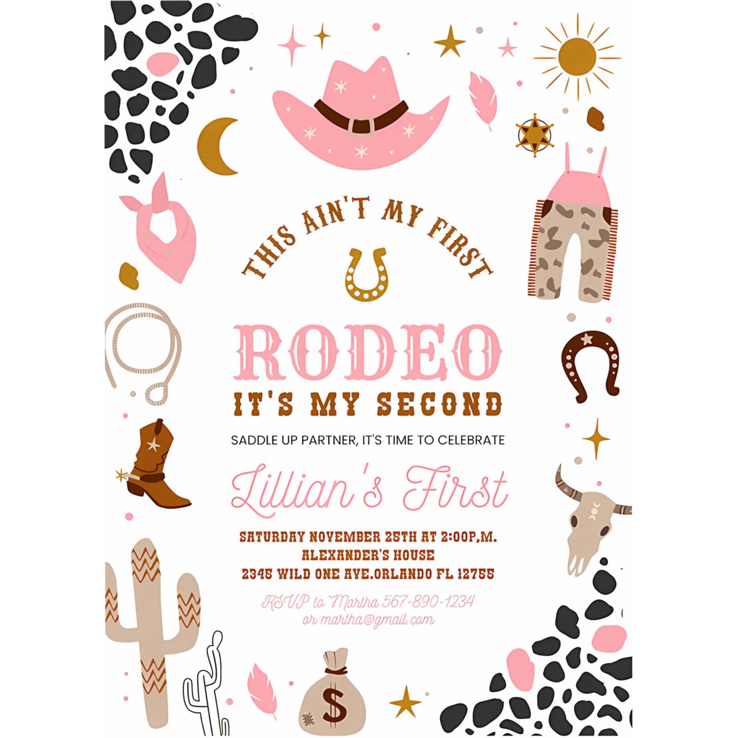 My second rodeo invitation cowgirl birthday invite wild west cowgirl 2nd rodeo southwestern ranch 4