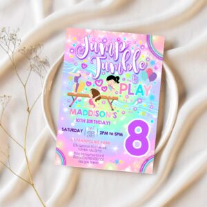 Neon gymnastics invitation gymnastics party invitation 1