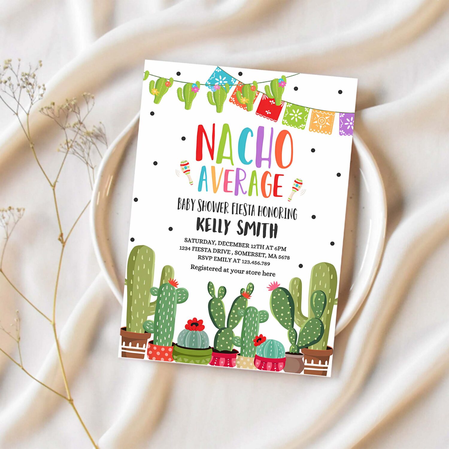 Nacho average baby shower invitation nacho average baby shower fiesta nacho baby shower cactus baby shower 1
