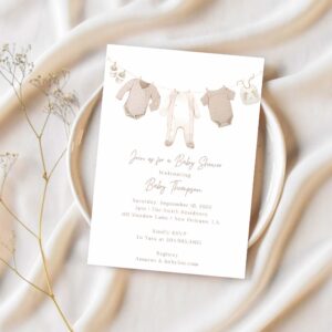 Neutral baby shower invitation clothesline baby shower invite 1
