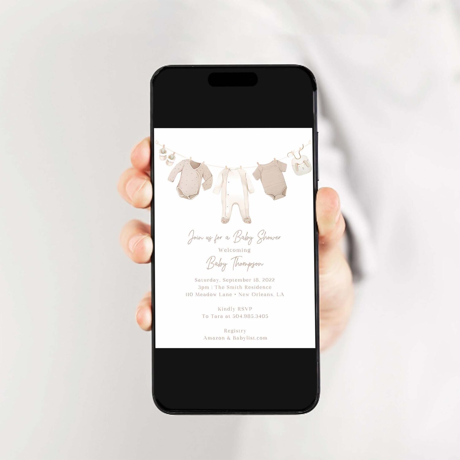 Neutral baby shower invitation clothesline baby shower invite 2