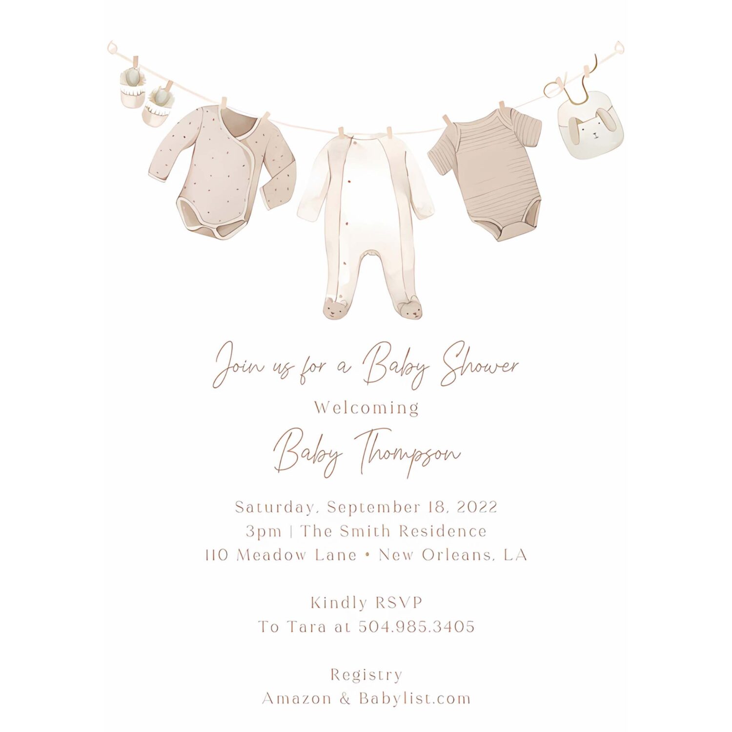 Neutral baby shower invitation clothesline baby shower invite 4