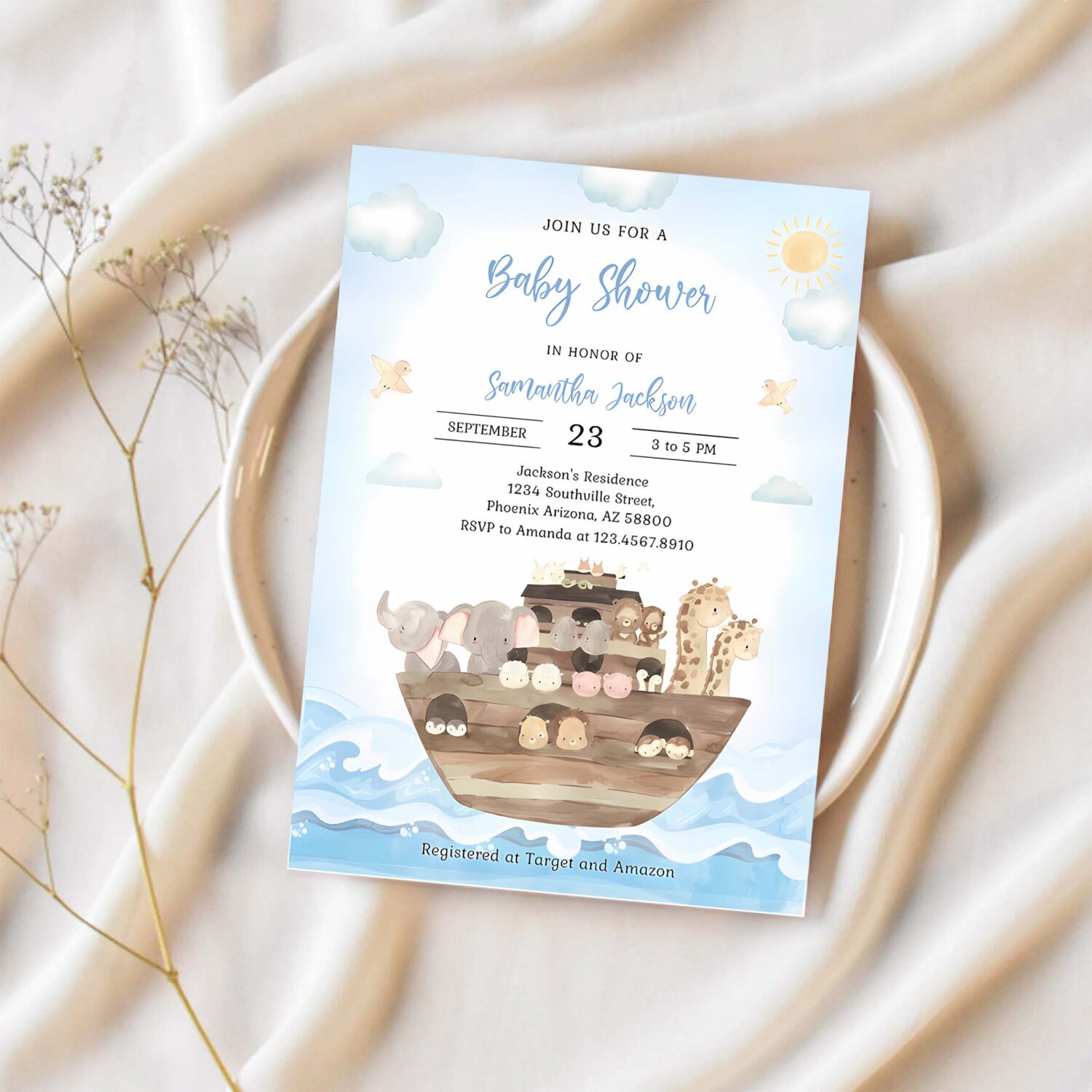 Noahs ark baby shower invitation template noahs ark baby shower invitation 1