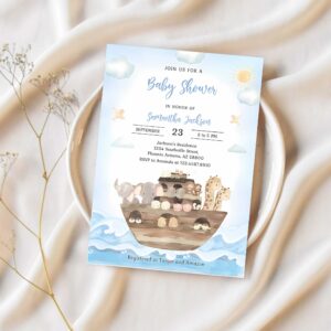 Noahs ark baby shower invitation template noahs ark baby shower invitation 1