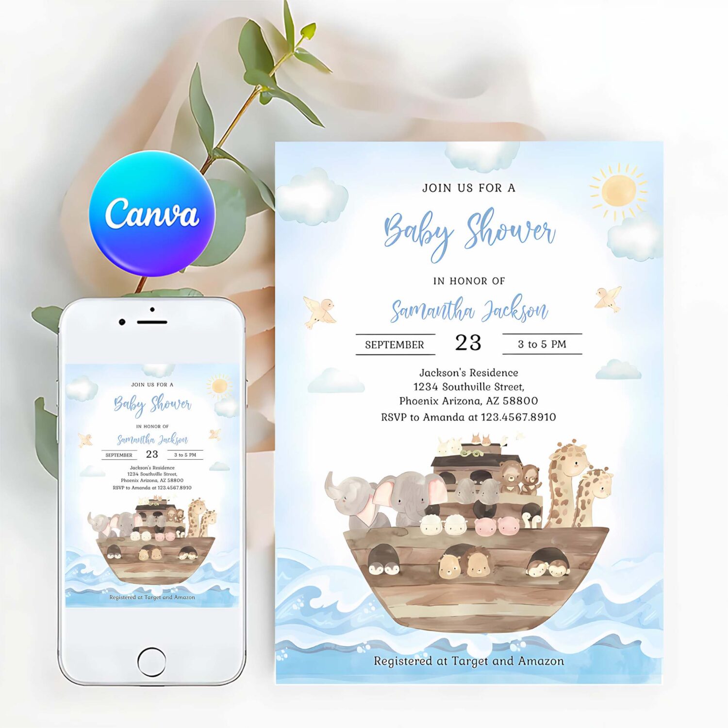 Noahs ark baby shower invitation template noahs ark baby shower invitation
