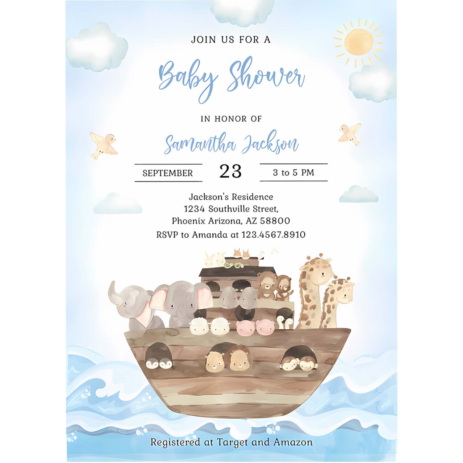Noahs ark baby shower invitation template noahs ark baby shower invitation 4