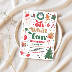 Oh what fun traditional christmas birthday party invitation y29c 1